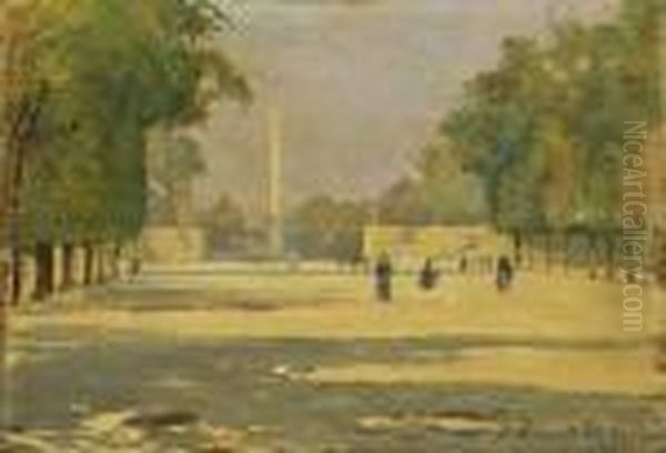 Le Jardin Des Tuileries Vers La Concorde Oil Painting by Xavier Desparmet-Fitzgerald