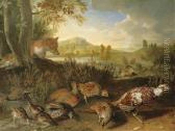 English And French Partridge Oil Painting by Alexandre-Francois Desportes