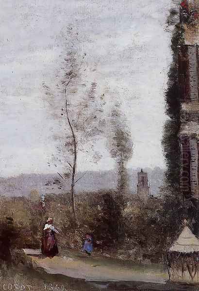 Coulommiers, The Garden of M. Preschez Oil Painting by Jean-Baptiste-Camille Corot