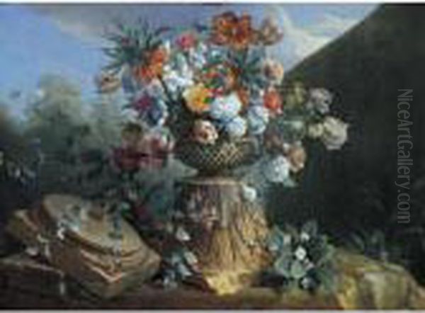 Still Life Of Flowers In An Urn Oil Painting by Alexandre-Francois Desportes