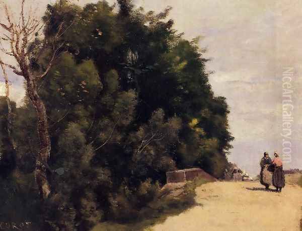 The Little Bridge at Mantes Oil Painting by Jean-Baptiste-Camille Corot