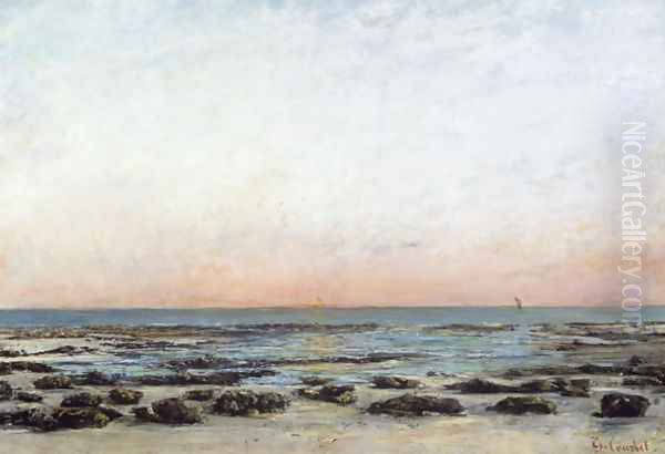 Sunset, Trouville, c. 1870 Oil Painting by Jean-Baptiste-Camille Corot