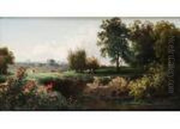 Landschaft Mit Einem Wassergraben Oil Painting by Johannes Josephus Destree