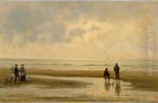 Figures On The Beach Oil Painting by Johannes Josephus Destree