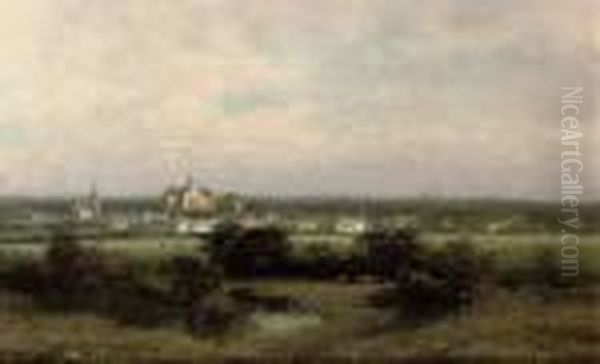 A Panoramic View Of Haarlem With The St. Bavo Oil Painting by Johannes Josephus Destree