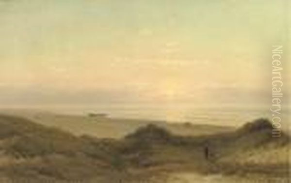 On The Beach At Sunset Oil Painting by Johannes Josephus Destree