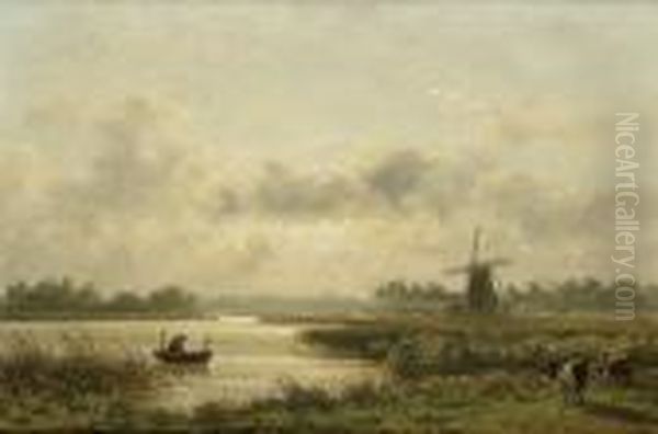 Lac Et Paysage, Hollande Oil Painting by Johannes Josephus Destree