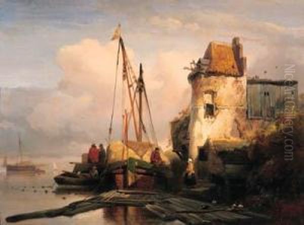 The Hay-barge Oil Painting by Johannes Josephus Destree