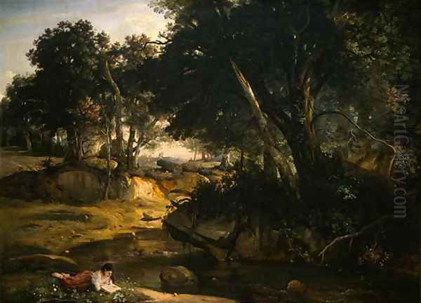 Forest of Fontainebleau 2 Oil Painting by Jean-Baptiste-Camille Corot