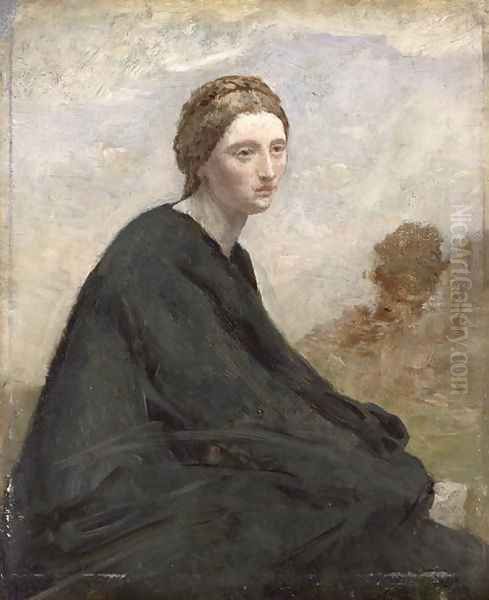 The brooding girl, c.1857 Oil Painting by Jean-Baptiste-Camille Corot