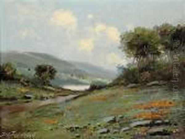 Calm Landscape Oil Painting by Richard Detreville