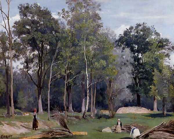 In the Woods at Ville d'Avray Oil Painting by Jean-Baptiste-Camille Corot