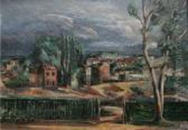 Sydlandsk Stadsvy Oil Painting by Eric Detthow