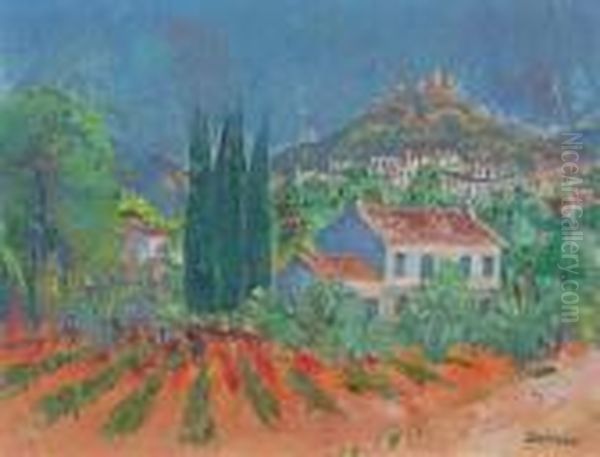 Village Dans Une Vallee Oil Painting by Eric Detthow