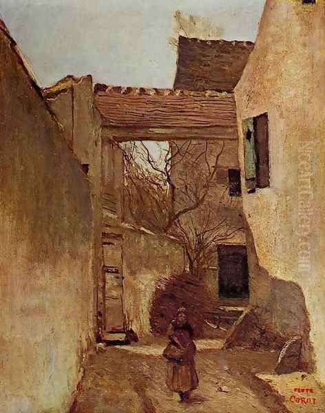 Village Corner, Ecouen Oil Painting by Jean-Baptiste-Camille Corot