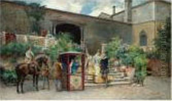 The Welcome Oil Painting by Cesare-Auguste Detti