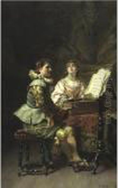 The Duet Oil Painting by Cesare-Auguste Detti