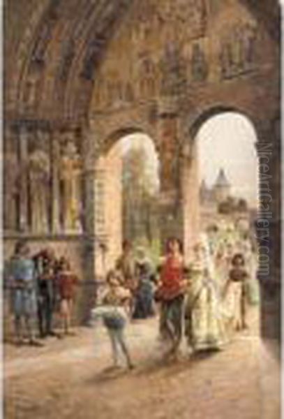 The Wedding Procession Oil Painting by Cesare-Auguste Detti