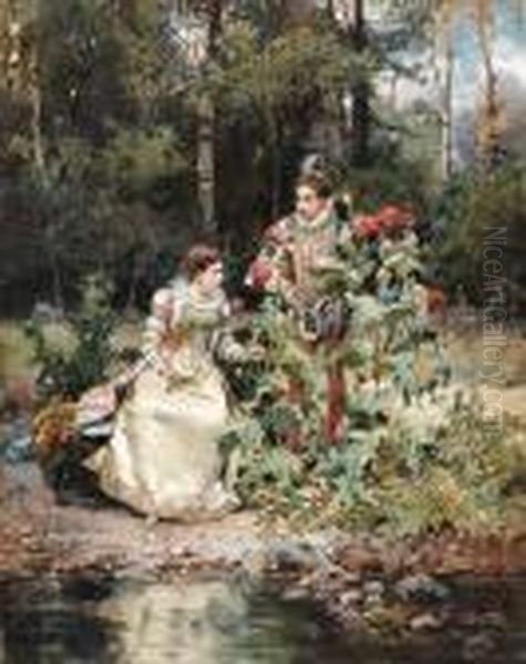 In The Garden Oil Painting by Cesare-Auguste Detti