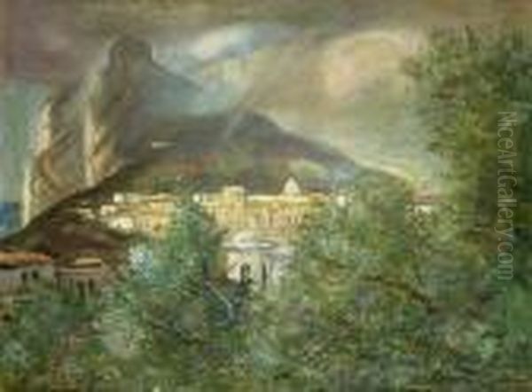 Anacapri Auf Capri Mit Tiberiusvilla Oil Painting by Ludwig Dettmann