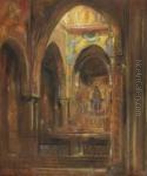 Kircheninterieur Oil Painting by Ludwig Dettmann