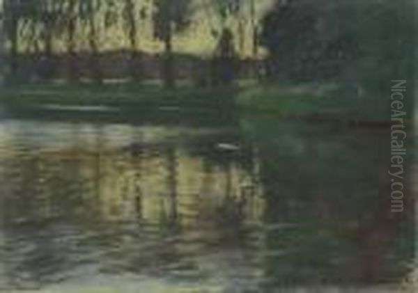 Morgen Am Flussufer Oil Painting by Ludwig Dettmann