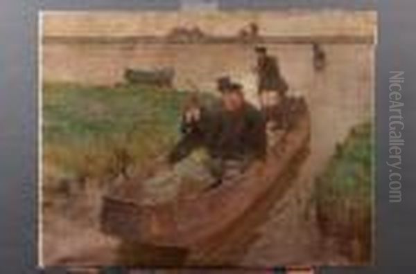 Funerale In Un Villaggio Di Pescatori Del Baltico Oil Painting by Ludwig Dettmann