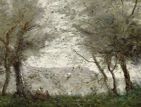 The Pond at Ville-d'Avray through the Trees, 1871 Oil Painting by Jean-Baptiste-Camille Corot