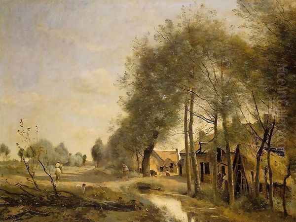 The Sin-le-Noble Road near Douai Oil Painting by Jean-Baptiste-Camille Corot