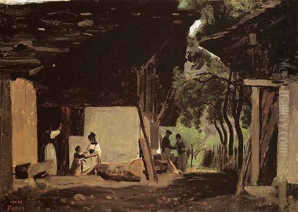 Entrance to a Chalet in the Bernese Oberland Oil Painting by Jean-Baptiste-Camille Corot