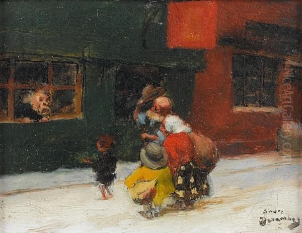 Figures On A Street Oil Painting by Andre Devambez