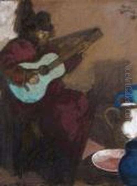 Guitariste Oil Painting by Andre Devambez