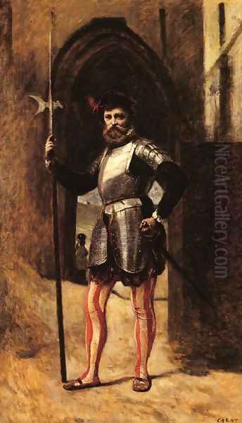 The Halberdsman Oil Painting by Jean-Baptiste-Camille Corot