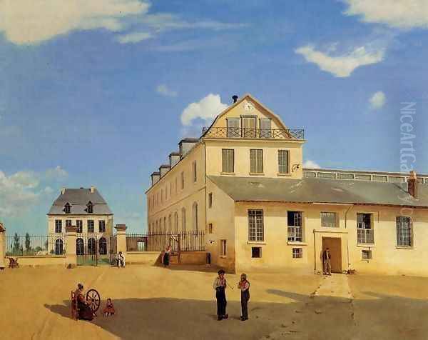 Soissons - Hoses and Factory of Mr. Henry Oil Painting by Jean-Baptiste-Camille Corot