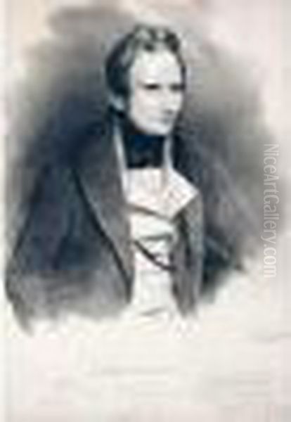 Alfred De Vigny. 1831. Oil Painting by Achille Jacques Jean Marie Deveria