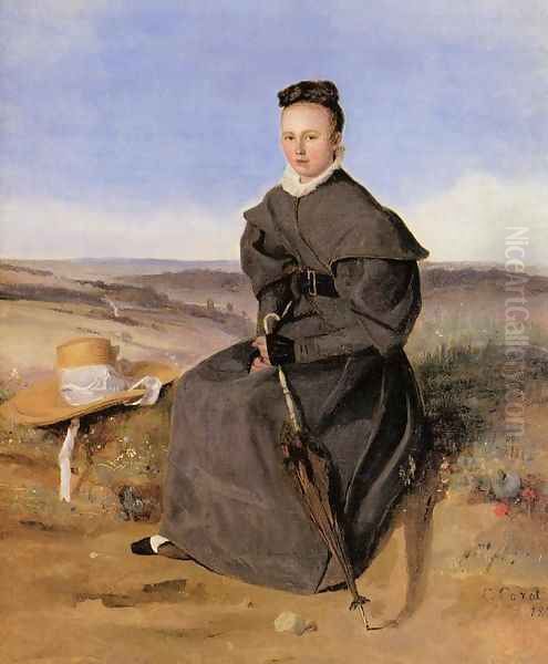 Louise Harduin in Mourning Oil Painting by Jean-Baptiste-Camille Corot