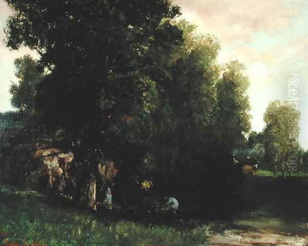 The Edge of the Pool (Au Bord de l'Etang) 1867 Oil Painting by Jean-Baptiste-Camille Corot