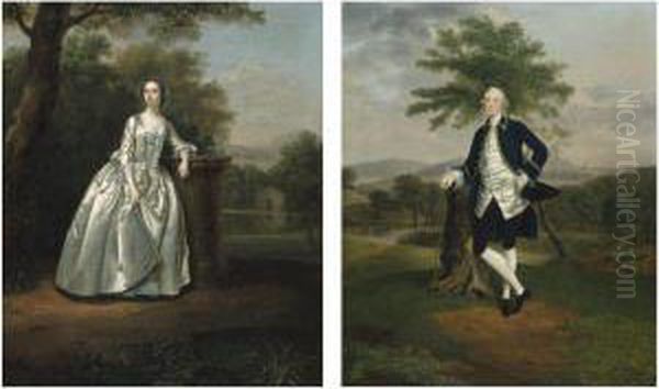 Portrait Of Edward Travers Of Trefalyn House; And Ursula, His Wife Oil Painting by Arthur Devis