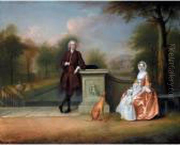 Portrait Of A Gentleman, With 
His Wife And Child, Possibly Captain The Hon. The Rev. Robert 
Cholmondeley And His Wife, Mary Oil Painting by Arthur Devis