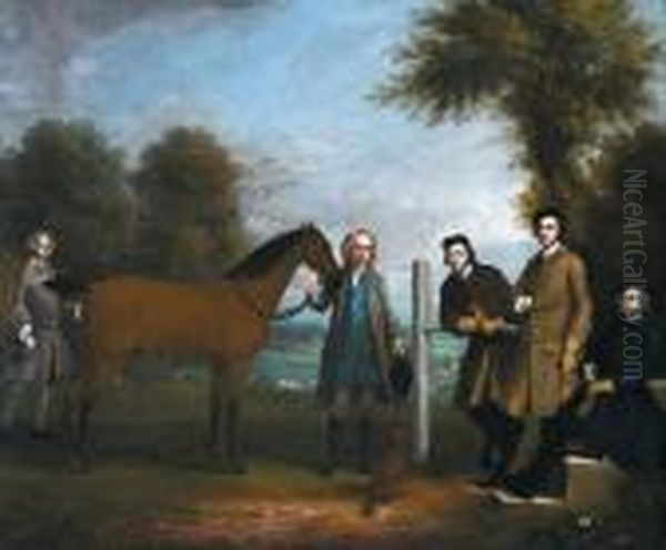 A Hunt Portrait Including Edward Chester Oil Painting by Arthur Devis