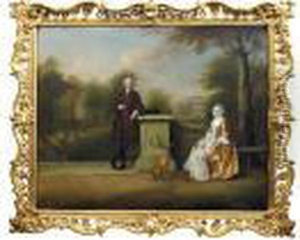 Portrait Of A Gentleman, With 
His Wife And Child, Possibly Captain The Hon. The Rev. Robert 
Cholmondeley And His Wife Mary Oil Painting by Arthur Devis