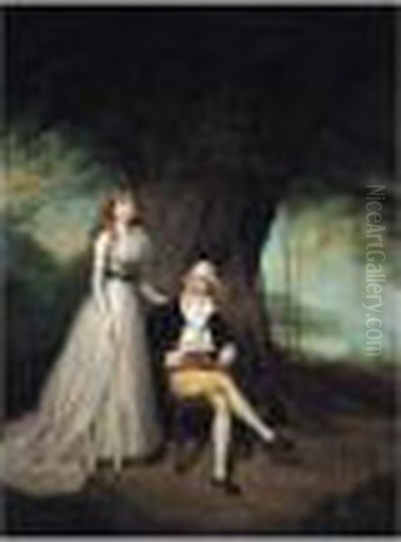 Portrait Of Robert Grant And His Wife, Elizabeth Oil Painting by Arthur William Devis