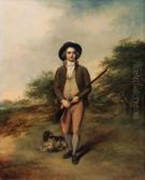 A Gentleman Out Shooting With A Spaniel Oil Painting by Arthur William Devis