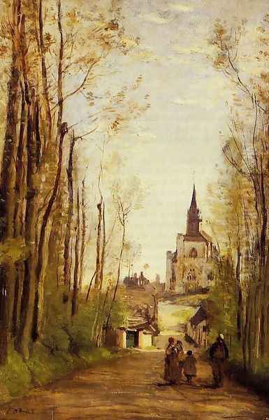 Marissal, Path to the Front of the Church Oil Painting by Jean-Baptiste-Camille Corot