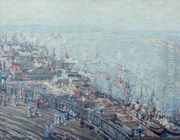 Quebec Harbour From Upper Town Oil Painting by Frederick Usher Devoll