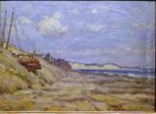 Coastal Scene With White Cliffs In The Distance Oil Painting by Frederick Usher Devoll