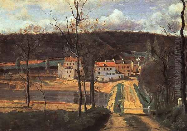 Ville d'Avray - the Pond and the Cabassud House Oil Painting by Jean-Baptiste-Camille Corot