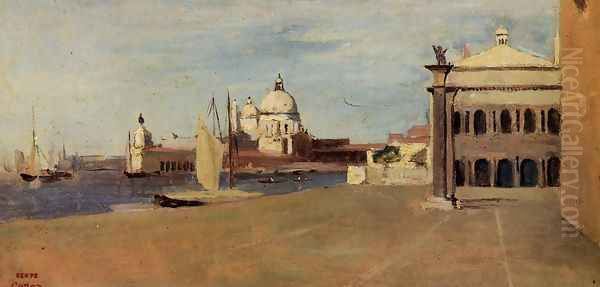 Venice, the Grand Canal, View from the Esclavons Quay Oil Painting by Jean-Baptiste-Camille Corot