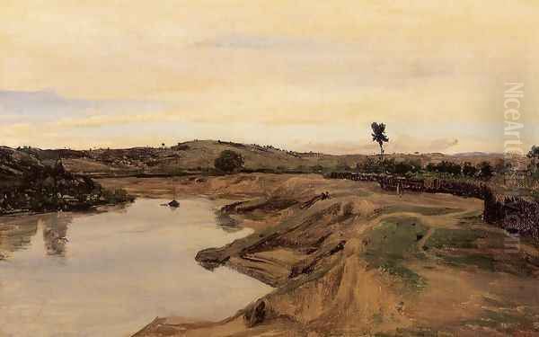 The Promenade du Poussin or, Roman Campagna, c.1826-28 Oil Painting by Jean-Baptiste-Camille Corot