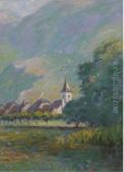 An Austrian Village Oil Painting by Wynford Dewhurst